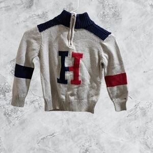 Boys Size 4 Tommy Hilfiger Cream Zip Up Sweater